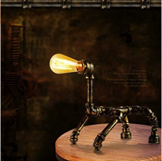 Lampara de mesa de hierro forjado con lampara Edison